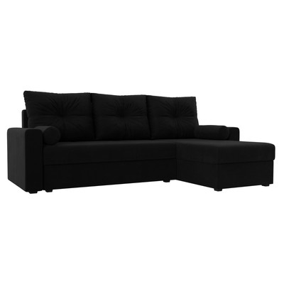 Угловой диван «Верона Лайт», еврокнижка, правый угол, микровельвет, цвет чёрный