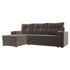Угловой диван «Верона Лайт», еврокнижка, левый угол, велюр, цвет коричневый - Фото 1