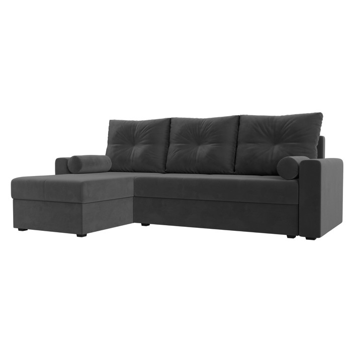 Угловой диван «Верона Лайт», еврокнижка, левый угол, велюр, цвет серый - Фото 1