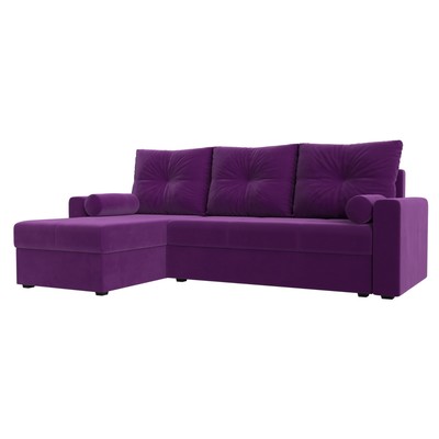 Угловой диван «Верона Лайт», еврокнижка, левый угол, микровельвет, цвет фиолетовый