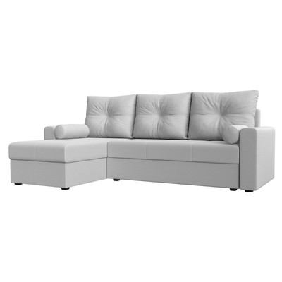 Угловой диван «Верона Лайт», еврокнижка, левый угол, экокожа белый