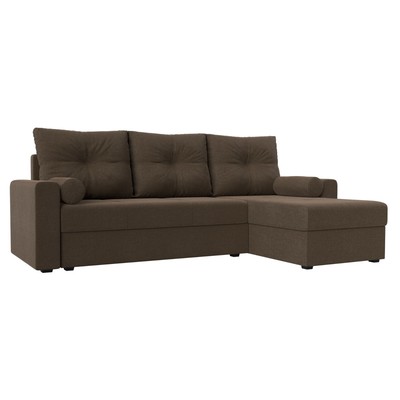 Угловой диван «Верона Лайт», еврокнижка, правый угол, рогожка, цвет коричневый