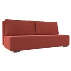 Прямой диван «Уно», еврокнижка, микровельвет, цвет коралловый / кант коричневый - Фото 1