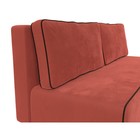 Прямой диван «Уно», еврокнижка, микровельвет, цвет коралловый / кант коричневый - Фото 4