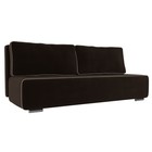 Прямой диван «Уно», еврокнижка, микровельвет, цвет коричневый / кант бежевый - Фото 1