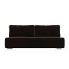 Прямой диван «Уно», еврокнижка, микровельвет, цвет коричневый / кант бежевый - Фото 2