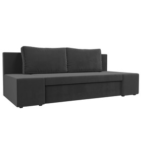 Прямой диван «Сан Марко», еврокнижка, велюр, цвет серый