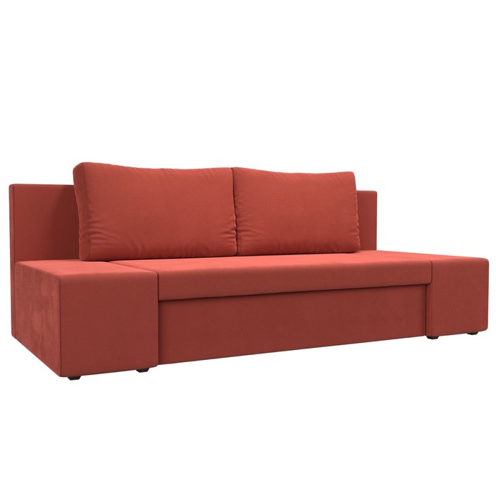 Прямой диван «Сан Марко», еврокнижка, микровельвет, цвет коралловый - Фото 1