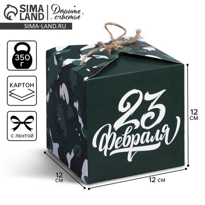 Коробка подарочная складная, упаковка, «23 февраля», 12×12×12 см