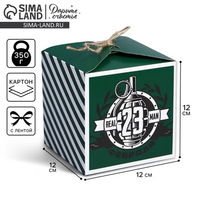 Коробка подарочная складная, упаковка, «С 23 февраля», 12×12×12 см