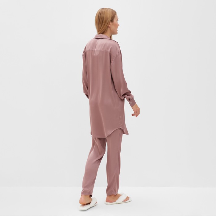 Комплект (сорочка, брюки) женский MINAKU: Light touch цвет темно-розовый, р-р 44 - фото 1909003313