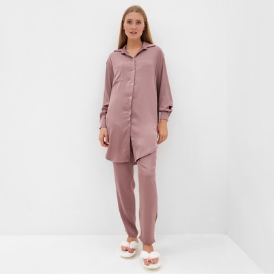 Комплект (сорочка, брюки) женский MINAKU: Light touch цвет темно-розовый, р-р 48