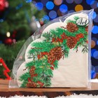 Салфетки бумажные круглые Art Bouquet Rondo «Новогодний венок - 3», 3 слоя, d 32 см, 12 шт - Фото 5