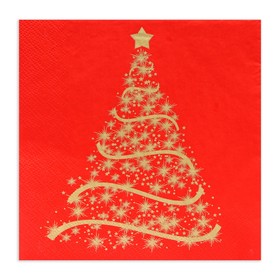 Новогодние салфетки бумажные Home Classic «Волшебная ель на красном», 3 слоя, 33x33 см, 20 шт (комплект 3 шт)