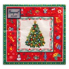 Новогодние салфетки бумажные Art Bouquet «Новогодняя сказка на красном», 3 слоя, 24x24 см, 25 шт - Фото 2