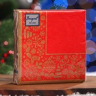 Салфетки бумажные Art Bouquet «Новогодняя скатерть золото на красном», 3 слоя, 24x24 см, 25 шт - Фото 4