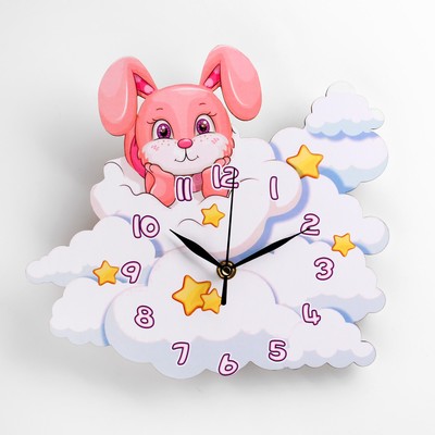 Часы настенные интерьерные «Зайчик на облаке», 23×25.5 см