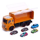 УЦЕНКА Грузовик радиоуправляемый «Автовоз», с 5 машинками, работает от аккумулятора, жёлтый 9316100