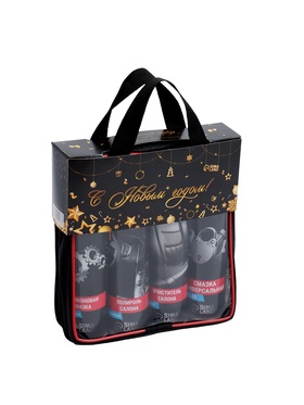 Подарочный набор для ухода за авто «С новым годом!», 5 в 1: смазка универсальная, полироль салона, очиститель салона, силиконовая смазка, тряпка из микрофибры 9210186