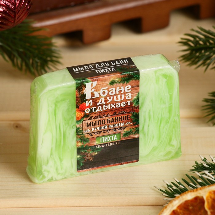 Мыло СПА - уход для бани и сауны «В бане и душа отдыхает» пихта 80 г - Фото 1