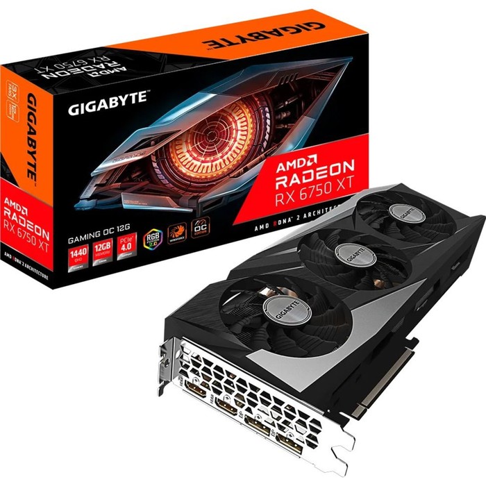 Видеокарта Gigabyte GV-R675XTGAMING OC-12GD, AMD Radeon RX 6750XT, 12Gb, GDDR6, HDMI, DP - фото 51487766