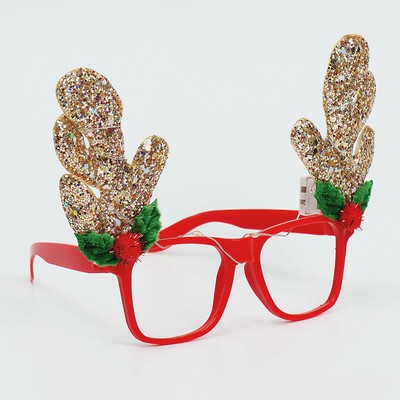 Очки карнавальные новогодние «Рога» световой