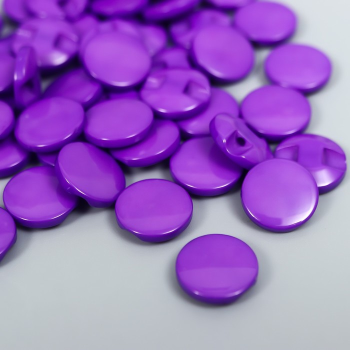 Пуговицы пластик на полуножке "Кругляш Фиолет 1,3х1,3 см набор 50 шт 2х5,5х5,5 см - Фото 1