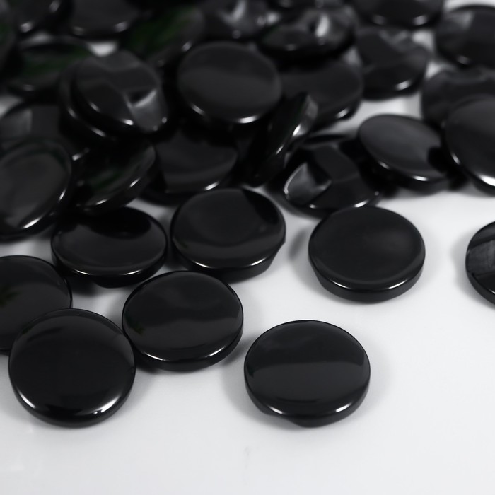 Пуговицы пластик на полуножке "Кругляш чёрный" 1,3х1,3 см набор 50 шт 2х5,5х5,5 см - Фото 1