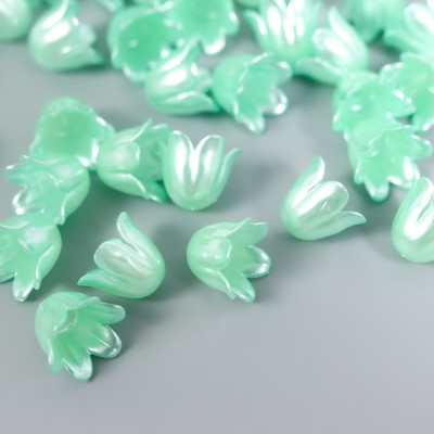 Бусины для творчества пластик "Цветок ландыша жемчужный" набор 40 шт зелёный 1х0,9х0,9 см