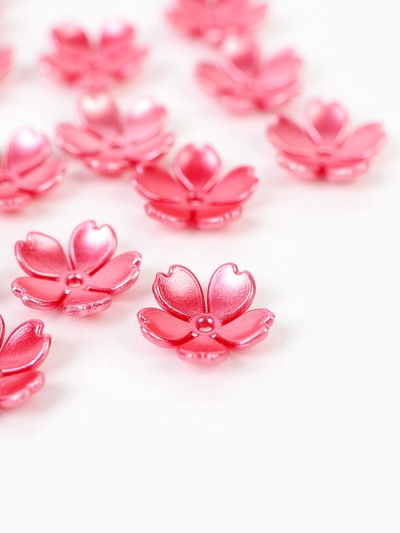 Бусины для творчества пластик "Цветочек жемчужный" набор 40 шт красный 1,5х1,5 см