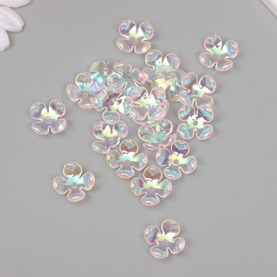 Бусины для творчества пластик "Четырёхлистный цветок" набор 20 шт прозрачный перл. 1,6х1,4 см   9104
