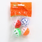 Набор шариков для кошек, диаметр шарика 4 см, с бубенчиком, цвет МИКС - Фото 6