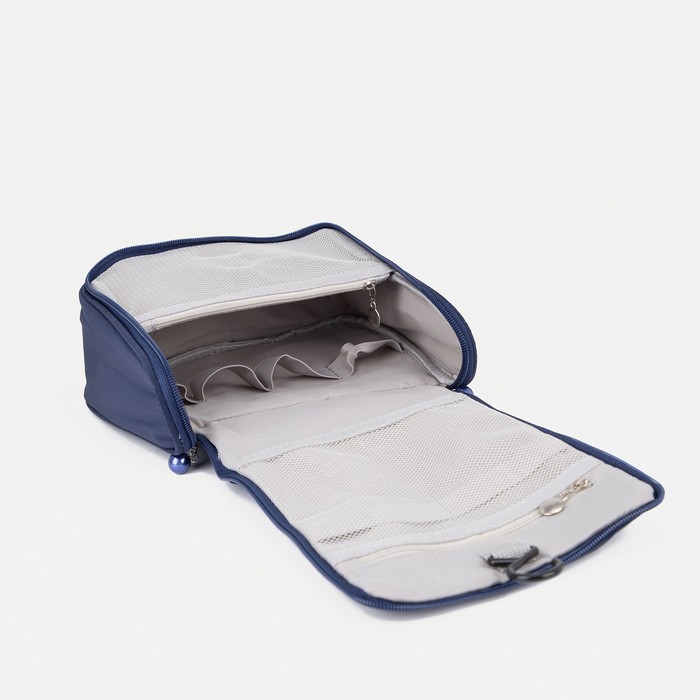 Косметичка-несессер на молнии, с крючком, цвет синий 31308