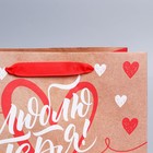 Пакет подарочный крафтовый горизонтальный, упаковка, «Люблю тебя», MS 18 х 23 х 8 см - Фото 3