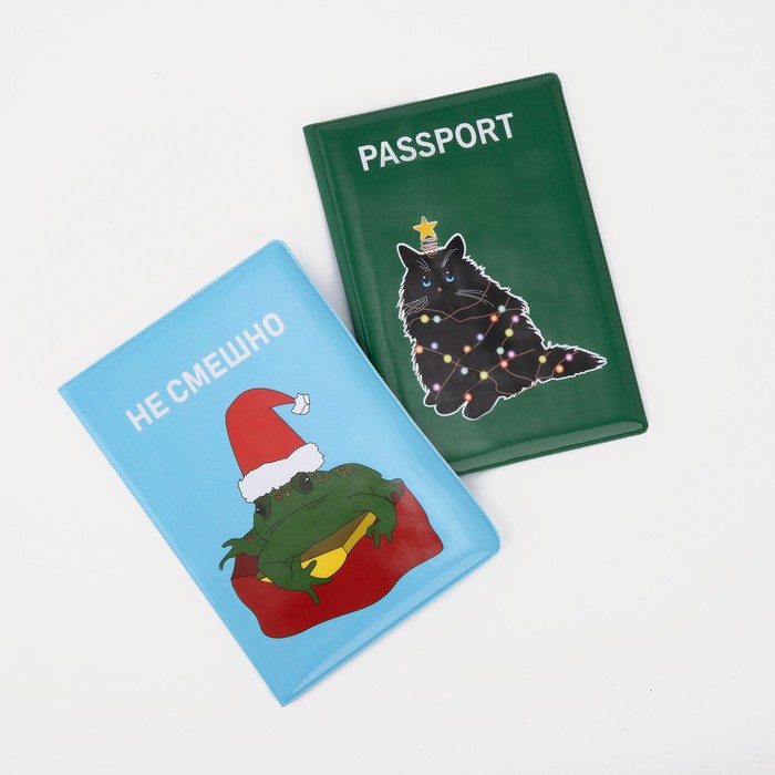 Подарочный набор: 2 обложки для паспорта, цвет зелёный/голубой - Фото 1
