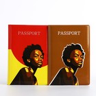 Подарочный набор: 2 обложки для паспорта, цвет коричневый/жёлтый - фото 6713606