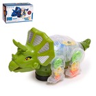 Динозавр «Шестерёнки», свет и звук, работает от батареек, цвет зелёный - фото 49732975