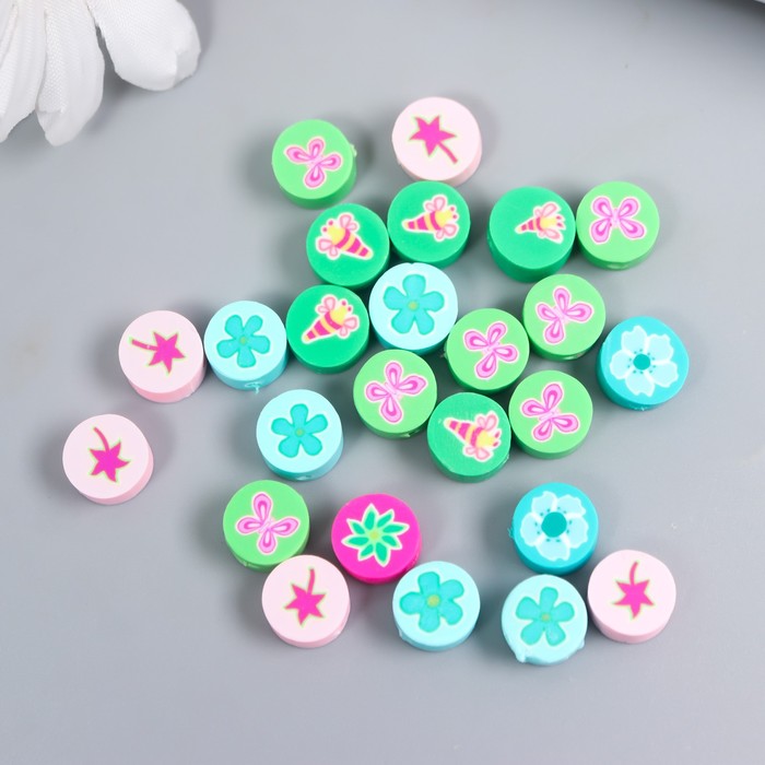 Бусины для творчества PVC «Бабочки и цветочки», набор 25 шт., 0.5×0.9×0.9 см