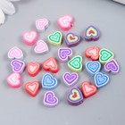 Бусины для творчества PVC "Сердечки красочные" набор 25 шт 0,5х0,9х1 см - фото 319085179