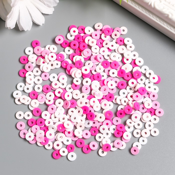 Бусины для творчества PVC Колечки розовые набор ≈ 330 шт 0,1х0,6х0,6 см
