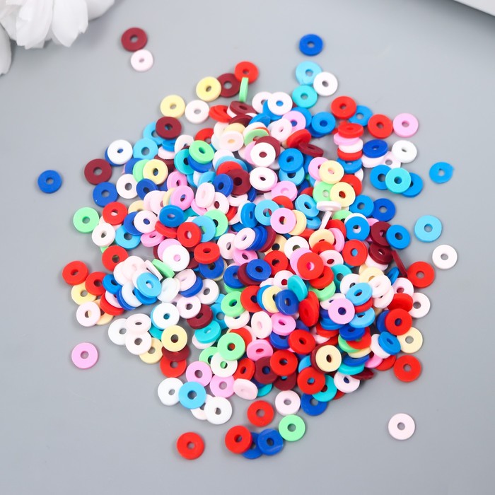 Бусины для творчества PVC Колечки разноцветные набор ≈ 330 шт 0,1х0,6х0,6 см