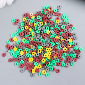 Бусины для творчества PVC "Колечки серо-зелёные" набор ≈ 330 шт 0,1х0,4х0,4 см