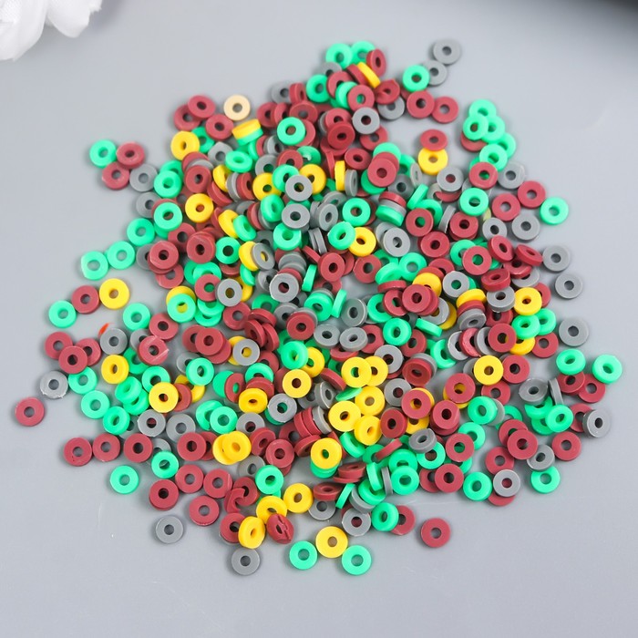 Бусины для творчества PVC "Колечки серо-зелёные" набор ≈ 330 шт 0,1х0,4х0,4 см - Фото 1
