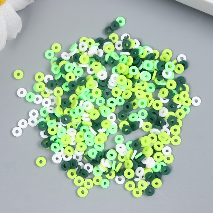 Бусины для творчества PVC Колечки зелёные набор ≈ 330 шт 0,1х0,4х0,4 см