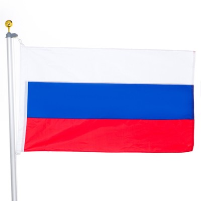 Флаг России 90×150 см, флагшток уличный, 7.5 метров, d=5 см