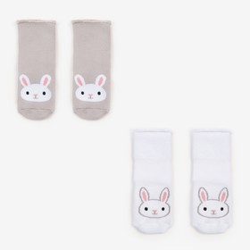 Набор детских махровых носков Крошка Я «Зайка», 2 пары, размер 12-14 см