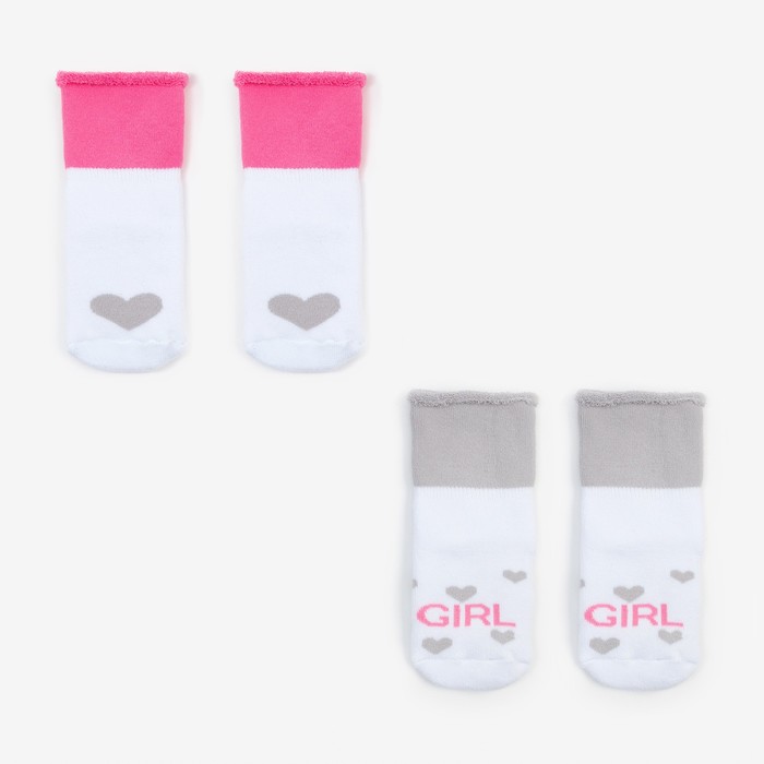 Набор носков для девочки махровые Крошка Я &quot;Girl&quot;, 2 пары, размер 10-12 см