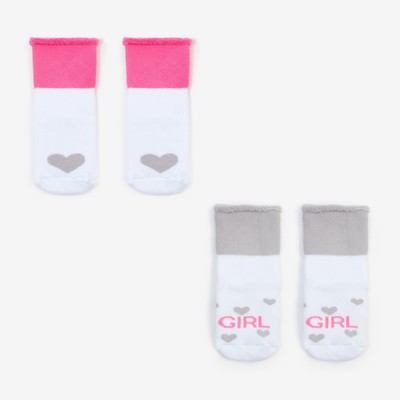 Носки детские для девочки махровые Крошка Я Girl, 2 пары, размер 12-14 см