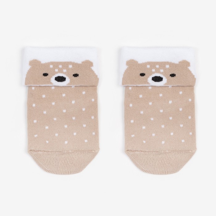 Носки детские с подворотом Крошка Я «Мишка», размер 8-10 см - Фото 1