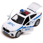 Машина металлическая «BMW X6 полиция», 12 см, открываются двери и багажник, инерция, цвет белый - Фото 4